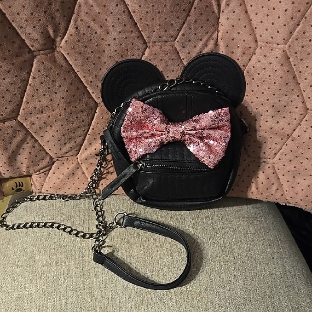 Black and Pink Kids Minnie Mouse Ear Bag